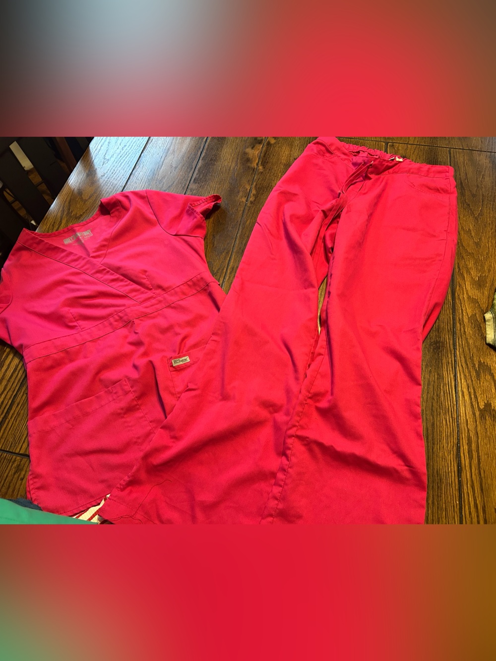 Grey's Anatomy Hot Pink Short Sleeve Scrub Top & Pants Set
